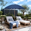 AMMSUN 7.8FT Wood Outdoor Patio Umbrella, Boho Beach Market Table Umbrella(Navy Blue)