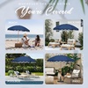 AMMSUN 7.8FT Wood Outdoor Patio Umbrella, Boho Beach Market Table Umbrella(Navy Blue)