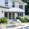 AMMSUN 7.8FT Wood Outdoor Patio Umbrella, Boho Beach Market Table Umbrella(Rivulet Blue)