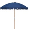 AMMSUN 7.8FT Wood Outdoor Patio Umbrella, Boho Beach Market Table Umbrella(Navy Blue)