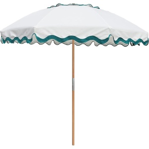 AMMSUN 7.8FT Wood Outdoor Patio Umbrella, Boho Beach Market Table Umbrella(Rivulet Green)