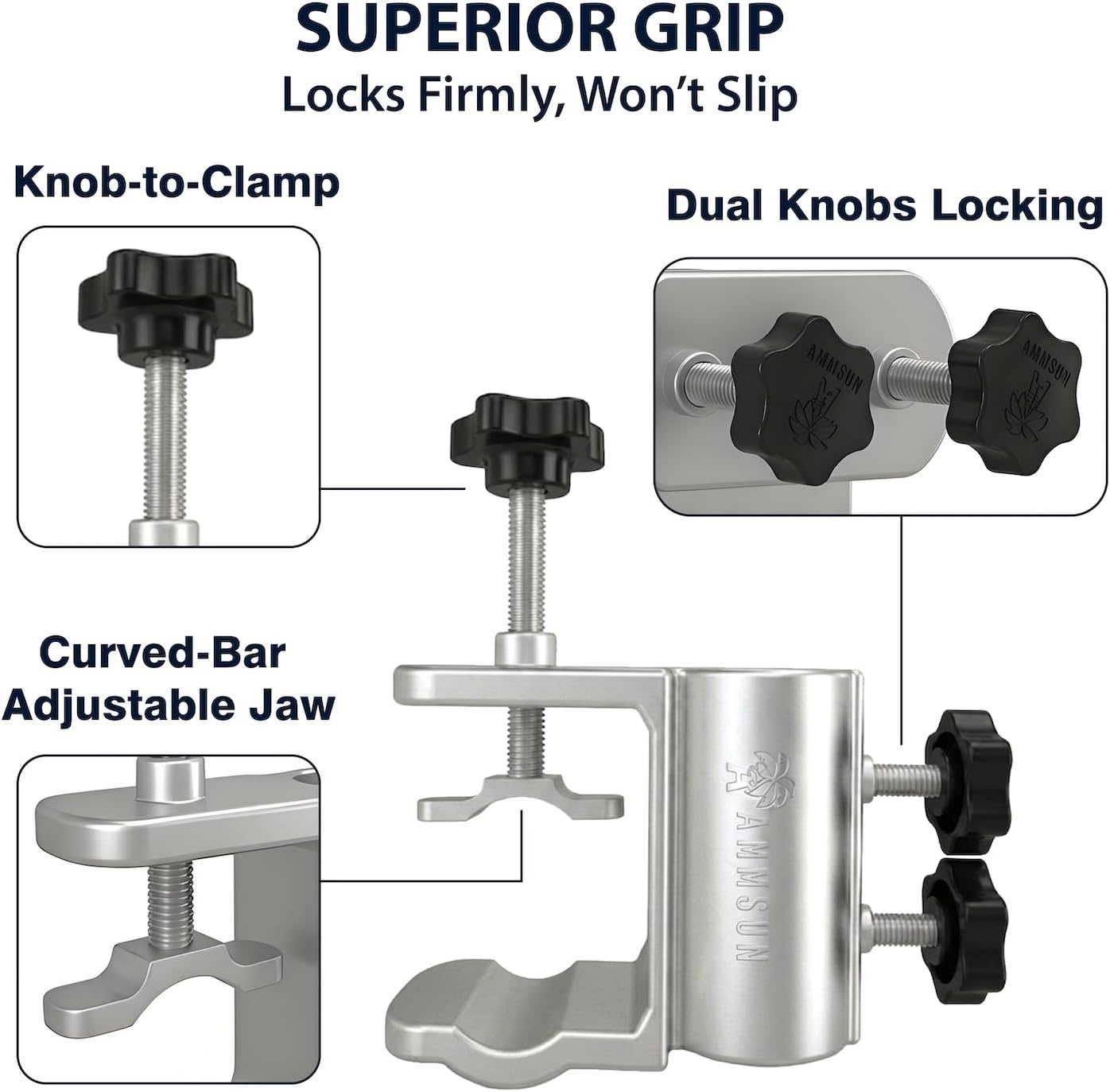 image:imageAMMSUN Upgraded HeavyDuty Aluminum Outdoor Patio Umbrella Clamp Holder