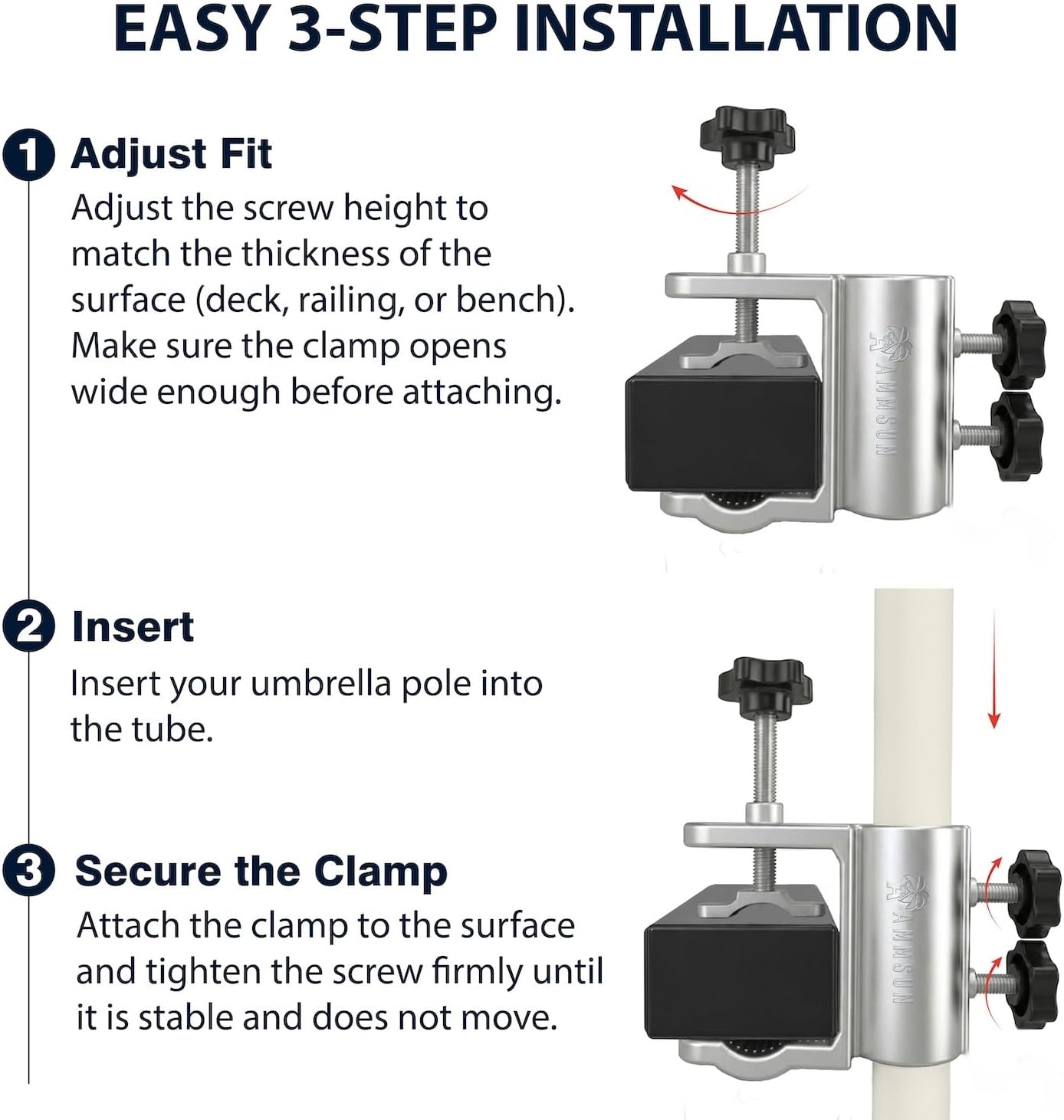 image:imageAMMSUN Upgraded HeavyDuty Aluminum Outdoor Patio Umbrella Clamp Holder